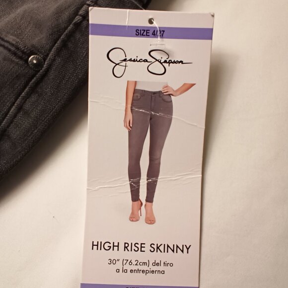 NWT Jessica Simpson Jeans Size 4/27 High Rise Skinny Gray Color - Picture 3 of 9